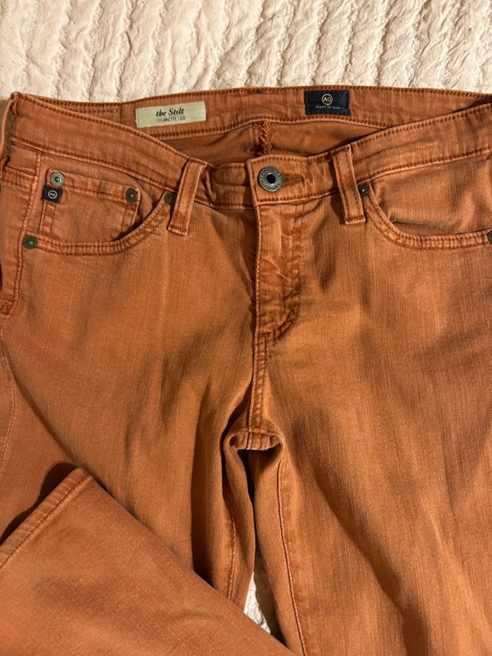Ag Adriano Goldschmied Slim Straight Men’s Jeans — Rust Orange